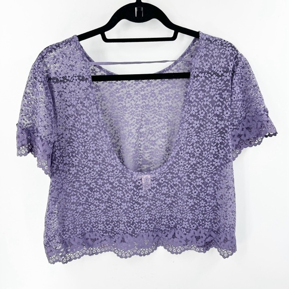 ✅ VICTORIA'S SECRET PURPLE LACE OPEN BACK TOP SIZE X-LARGE SEMI-SHEER - Picture 4 of 5